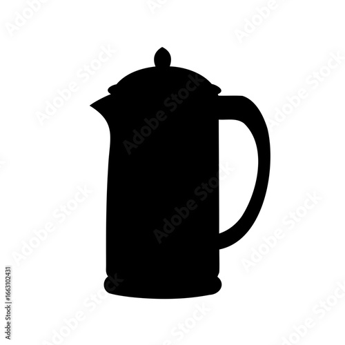 Silhouette of a French Press Coffee Maker, simple and elegant design