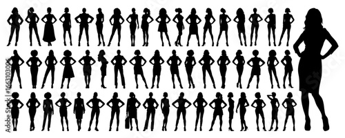 Confident Woman Silhouette Vector Big Collection, Elegant Female Posture Poses on Transparent Background