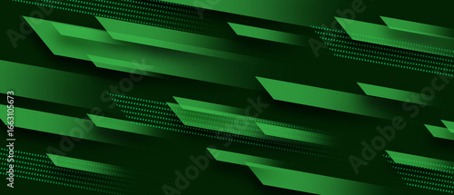 Abstract green geometric composition, speed technology futuristic design background illustration