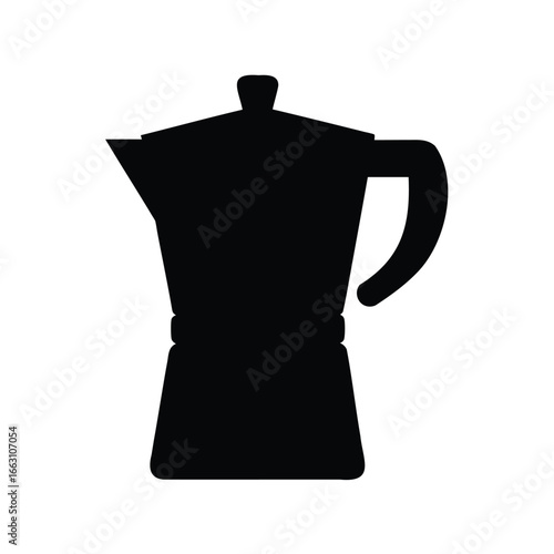 Black silhouette of an Italian stovetop espresso maker, moka pot