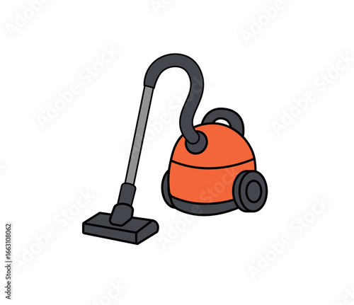 Vector illustration of cartoon vacuum cleaner on white background