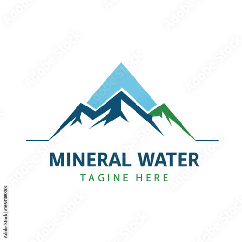 Mineral water logo featuring mountain peaks, evoking freshness and purity for branding.
