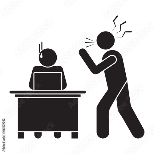 flat icon vector of a boss being angry at an employee