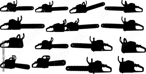 Chainsaw set silhouette vector illustration
