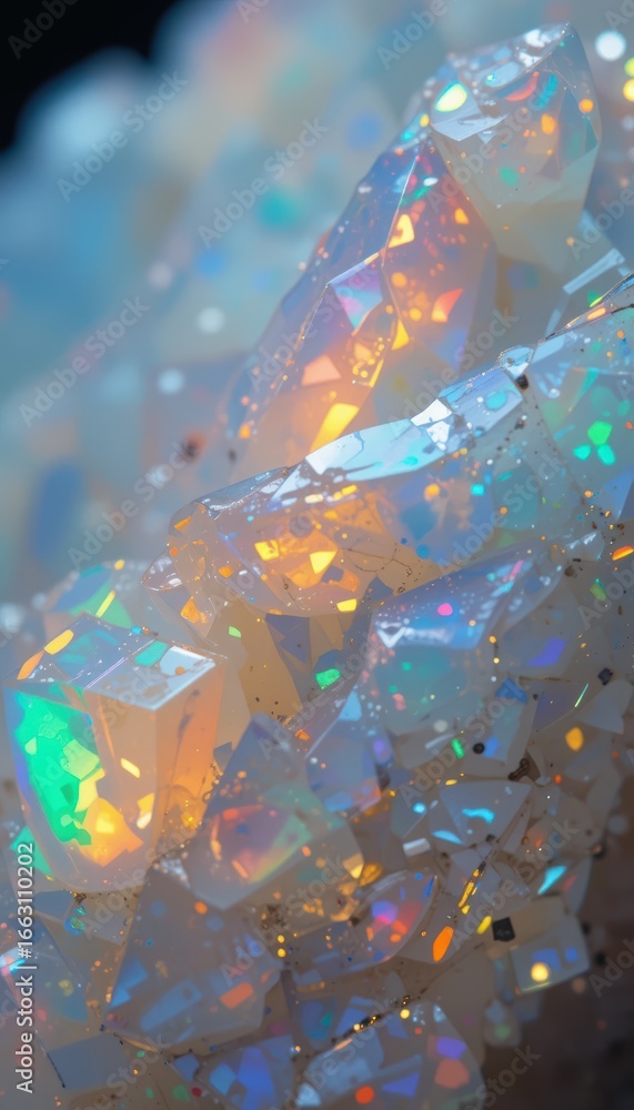 Close-up of a sparkling iridescent crystalline texture