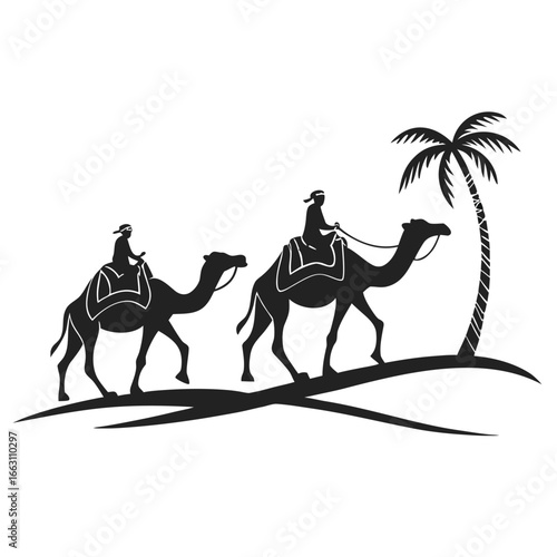 Camel caravan silhouette