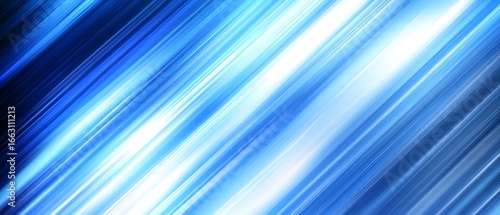 Cool blue abstract background featuring defined horizontal streaks of light with motion blur effect representing technology speed or futuristic data flow concept