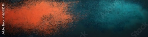 Wavy metallic background texture abstract surface reflecting dramatic contrasting orange and teal blue gradient light creating fluid shiny industrial pattern