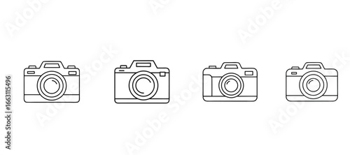 "Camera Line Art Icon Set – Minimal Photography Media Capture Vector"