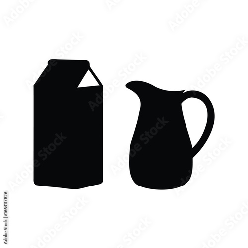 Stylized Milk Carton and Pitcher Silhouettes for Drink and Dairy Concepts
