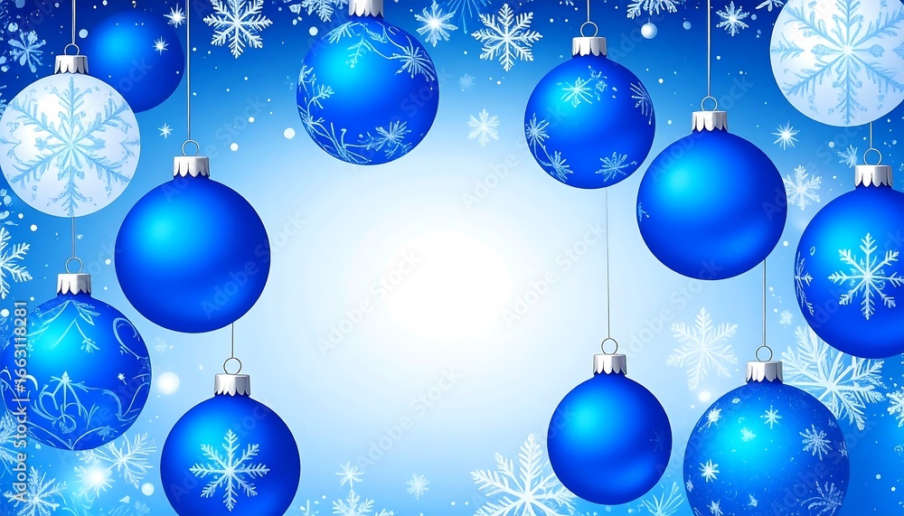 Obraz premium Festive blue Christmas ornaments
