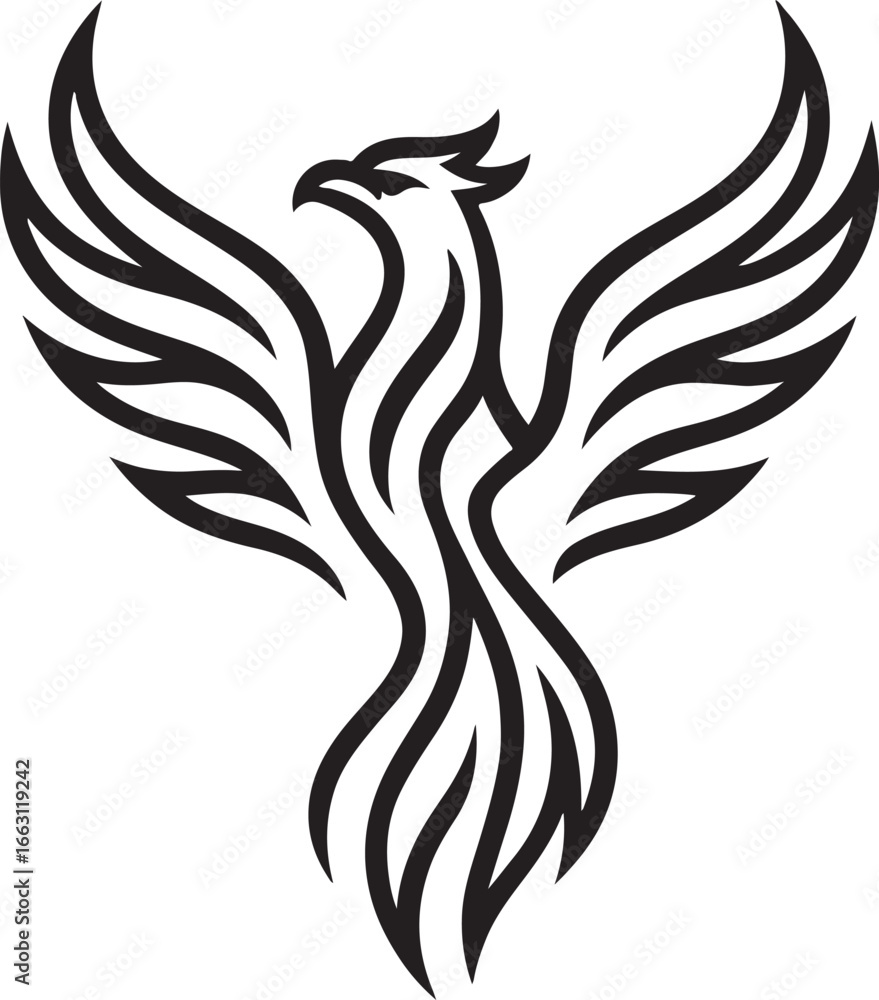 Fototapeta premium Stylized phoenix bird silhouette isolated on white background