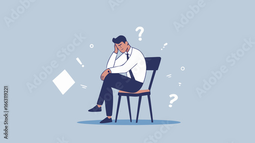 Regret on business mistake, frustration or depressed, stupidity or foolish losing all money, stressed and anxiety on failure concept, frustrated businessman holding his head sitting alone on the chair