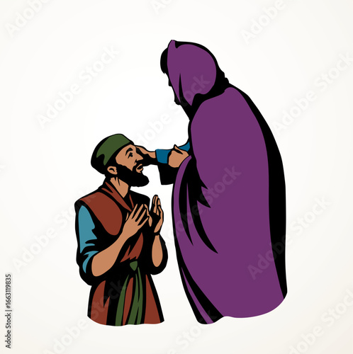 Vector drawing. Jesus heal the man