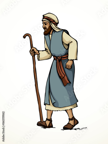 Vector drawing. Jewish man walk