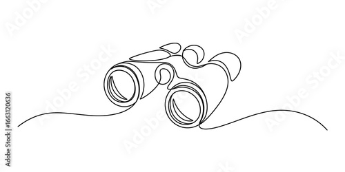 Binoculars continuous line drawing minimalist illustration