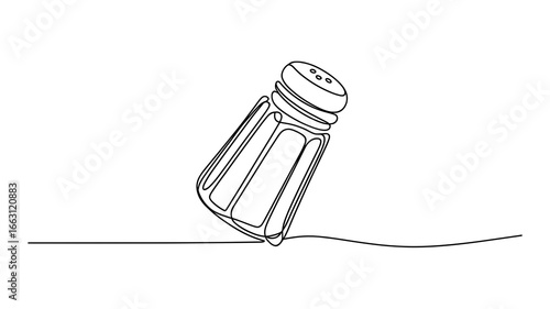 Continuous line drawing of salt shaker minimal kitchen seasoning vector illustration