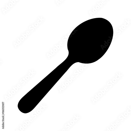 Black spoon silhouette on a white background, isolated single object photo