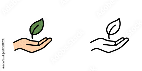 hand holding a plant icon symbolizing nurturing growth and sustainability