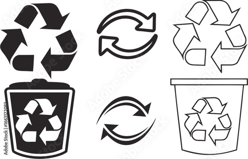 Recycle signs. Recycle arrow collection. Recycling icon set. Vector illustration 