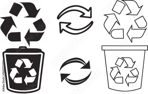 Recycle signs. Recycle arrow collection. Recycling icon set. Vector illustration 