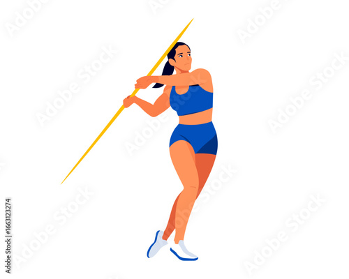 Female Athlete Throwing Javelin – Sportswoman in Action