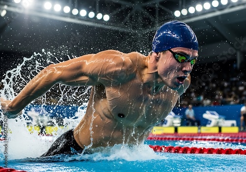Swimmer in butterfly stroke