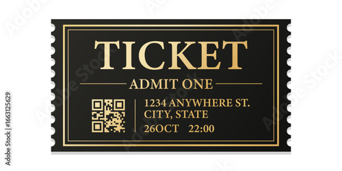Design Ticket vector template for invitation, event, concert, music festival, movie festival, show, performance, etc.
