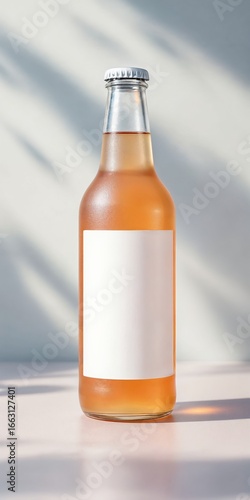Wallpaper Mural Frosted glass kombucha bottle with minimalist white probiotic label on gray background Torontodigital.ca