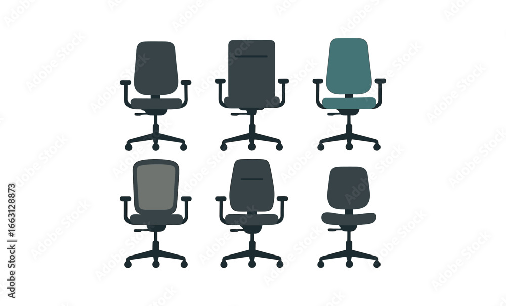 Fototapeta premium Modern office chairs collection on dark background