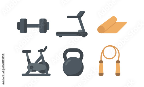 Modern fitness icons with gradient glow effect for gym and workout themes