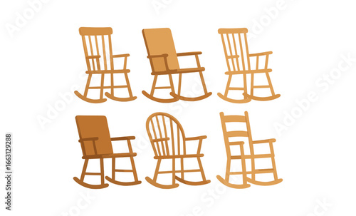Retro rocking chair collection on warm textured background