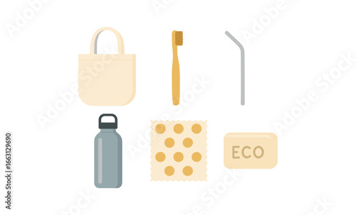 Eco friendly products in neon light style for sustainable living