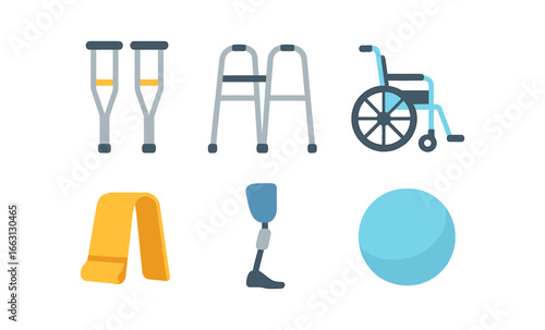 Neon glow symbols of accessibility and rehabilitation aids