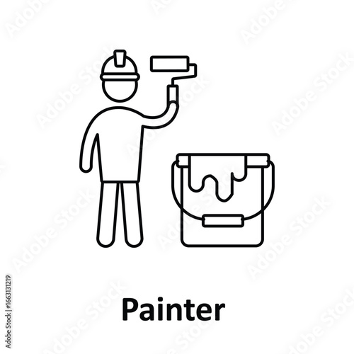 Painter  Worker Vector Icon which can easily modify or edit