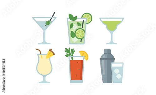Neon glow cocktail collection featuring classic drinks with fresh garnishes