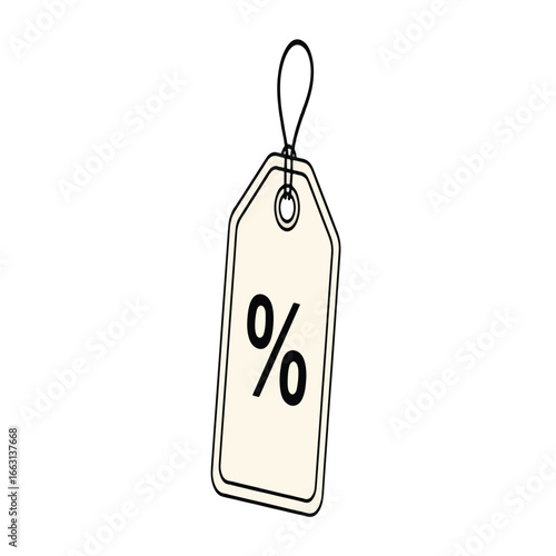 A simple price tag with a percentage symbol indicating a discount or sale.