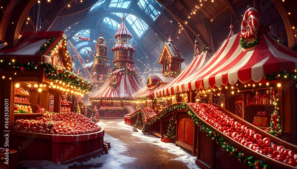 Obraz premium Festive Christmas market scene