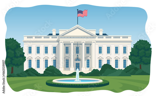 The White House, landmark, Washington D.C., United States of America, vector, political building, Places