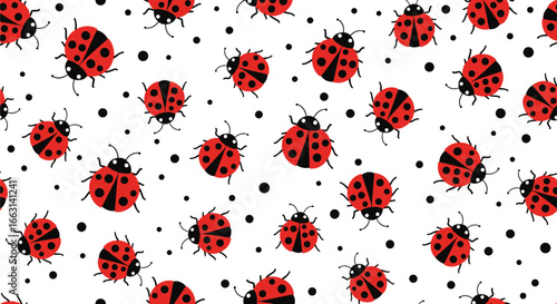 Playful ladybug pattern design perfect for children's products, textiles, and spring themes