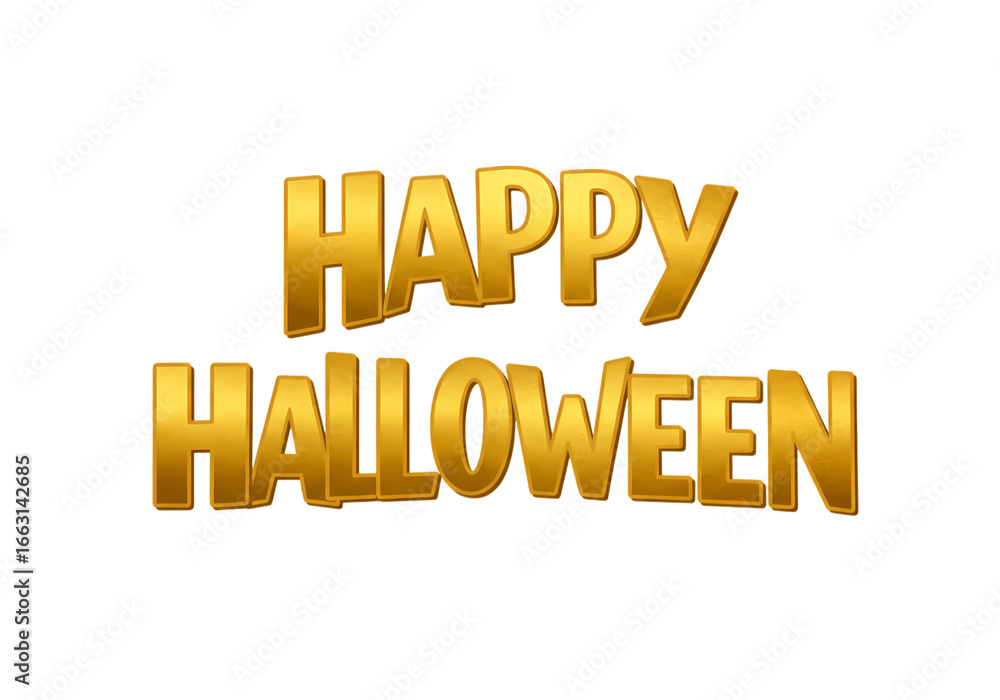 Fototapeta premium Golden Happy Halloween Text Graphic isolated on transparent background