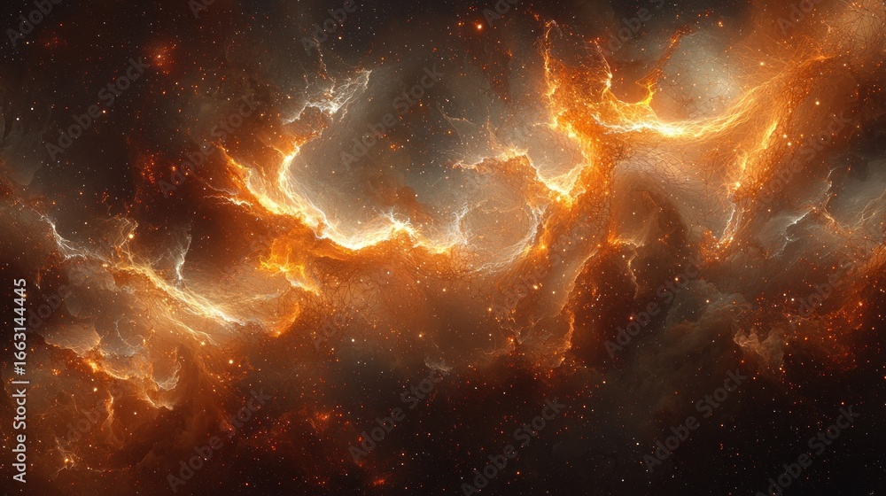 Obraz premium Fiery cosmic nebula swirls through the void