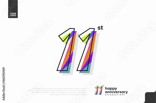 Number 11 logo icon design, 11st birthday logo number, anniversary 11