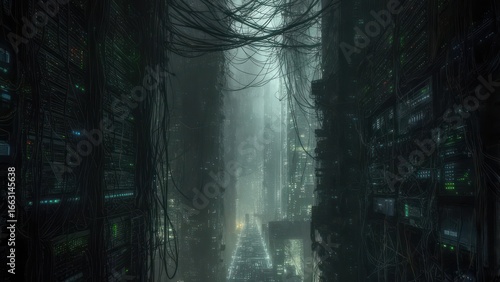 Futuristic, abandoned city street