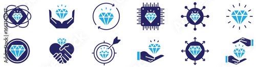 Business Values, Mission, and Achievement Icon Set	