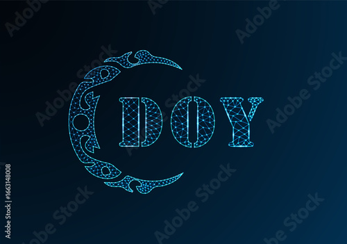 Low poly letter logo DOY design. DOY letter logo low poly vector design on blue color gradient background. DOY logo low poly design