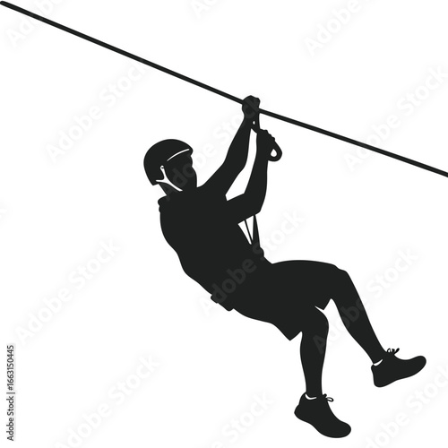 Person ziplining silhouette