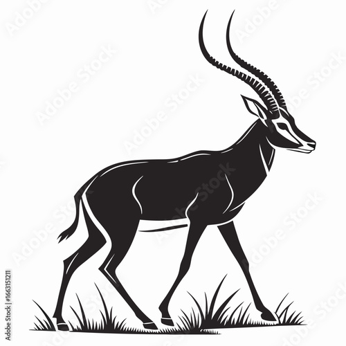Antelope in grasslands silhouette