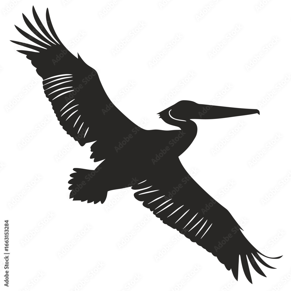 Obraz premium Pelican diving into sea silhouette