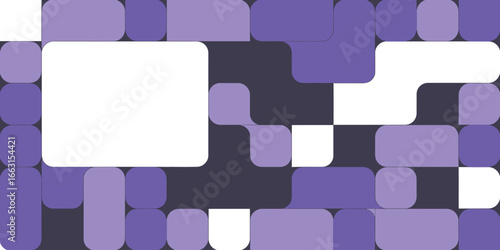 Abstract purple and white rounded rectangle pattern with varying shades creating a modern design feel